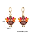 Detail showing colorful turkey enamel earrings with dimensions 2.3cm and weight 4.0g - Turkey Style B (JE1479B)