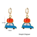 Thanksgiving pumpkin and blue truck drop earrings made of alloy with gold hooks - Car Pumpkin Style (JE1479G)