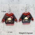 Detailed view of Christmas sweater earrings showing size dimensions and weight parameters - Skull Sweater Style (JE1492C)