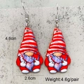 Creepy Christmas gnome acrylic earrings with bloodstain knife and striped hat design - Gnome with Knife Style (JE1492A)