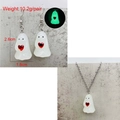 Set de joyas de fantasma luminoso con corazón rojo incluyendo medidas y especificaciones - Conjunto De Collar Y Pendientes Fantasma De Corazón (JE1407A+B)