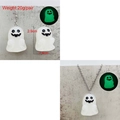 Set de joyas de fantasma 3D luminosas con efecto fluorescente verde y medidas detalladas - Conjunto de Collar y Pendientes Fantasma Cabeza Grande (JE1407E+F)