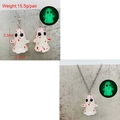 Conjunto de joyas de fantasma de Halloween luminosas con collar y pendientes de resina - Conjunto De Collar Y Pendientes Fantasma Sangre (JE1407K+L)