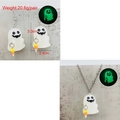 Conjunto de joyas de Halloween fantasma luminoso con collar y pendientes de resina - Conjunto de Collar y Pendientes Fantasma Cesta Caramelo (JE1407I+J)