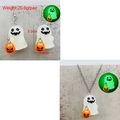 Set de pendientes de fantasma y calabaza 3D luminosos para Halloween, de día y fluorescente - Conjunto de Collar y Pendientes Fantasma Cesta Calabaza (JE1407G+H)