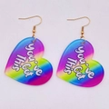 Regenbogen-Herzohrringe mit dem Text "You've Got This" und goldenen Metallhaken - Regenbogen Inspirierendes Herz (JE0901A)