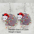 Boucles d'oreilles Noël en acrylique avec opossum, bonnet et lumières colorées - Style Opossum de Noël Avec Lumières (JE1511H)