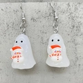 Detail of 3D luminous ghost earrings with a cute snowman and silver hooks for Christmas - Ghost Snowman (JE1506C)