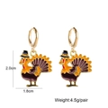 Thanksgiving turkey dangle earrings with colorful enamel and gold finish ear hooks - Turkey Style A (JE1479A)