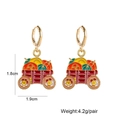 Golden drop oil pumpkin carriage earrings with colorful enamel finish for Thanksgiving - Pumpkin Style (JE1479F)