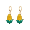 Handcrafted enamel corn drop earrings with gold hooks for Thanksgiving gift - Realistic Corn Shape Style (JE1517I)