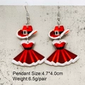 Christmas acrylic earrings with red Santa hat and princess dress charms for holiday fashion - Santa Hat & Dress Style (JE1520D)