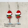 Kerst oorbellen van acryl in de vorm van een wijnglas met kerstmanmuts - Kerstman Wijnglas Stijl (JE1520F)