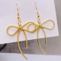 Orecchini a fiocco dorati con trama a catena di serpente su biglietto bianco - Stile a Gancio / Stile Gancio per Orecchio Oro (JE1536B)