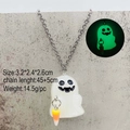 Collar de fantasma luminoso con colgante de color caramelo en cadena de plata para Halloween - Collar de Fantasma con Cesta de Caramelo (JE1407J)