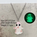 Collar con colgante de fantasma luminoso y cadena de plata para regalo de Halloween - Collar de Fantasma con Efecto de Sangre (JE1407L)