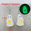 Pendientes de fantasma luminosos para Halloween con dulce en resina blanca - Pendientes de Fantasma con Caramelo de Maíz Estilo 2 (JE1407C)