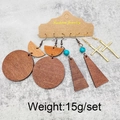 Tre paia di orecchini cowboy western con forme geometriche in legno e croci su carta - 3 Paia Per Set / Stili Disco in Legno e Croce (JE1311K)