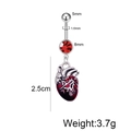 Stainless steel belly button ring with red anatomical heart pendant and zircon - Anatomical Heart Style (JE1578E)