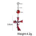 Gothic stainless steel belly ring with red gem and skeleton wrapped cross pendant - Skeleton Cross Style (JE1578D)
