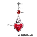 Detailed size and weight specs for a red heart belly ring with stainless steel barbell - Heart Pendant Style (JE1578B)