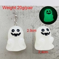 Pendientes de fantasma luminosos para Halloween con efecto resplandeciente blanco - Pendientes de Fantasma Lindo Cabeza Grande (JE1407E)