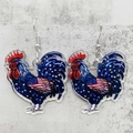 USA flag star and rooster acrylic earrings for Independence Day celebration - Starry Rooster Style (JE1553F)
