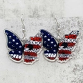 American flag and sunflower pattern acrylic butterfly dangle earrings for Independence Day - Flag Butterfly Style (JE1553E)
