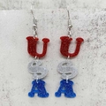 Independence Day acrylic USA earrings with red silver blue sequins and star charms - USA Letter Style (JE1553C)
