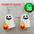 Pendientes de fantasma 3D Halloween con cesta de calabaza y efecto luminoso en oscuridad - Pendientes de Fantasma con Cesta de Calabaza (JE1407G)