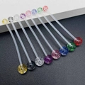 Flexible Bioflex industrial barbell set with colorful glitter acrylic balls piercing - Multi-Color Glitter Ball Industrial Barbells Group (JE1587M-8PCS)