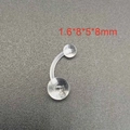 Detailansicht Bauchnabelpiercing aus Acryl transparent mit 1.6*8*5*8mm Maßen - 1.6x10mm Stab (JE1351I)