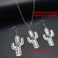 Western-Schmuckset aus Silber mit Kaktus und Türkis inklusive Größen- und Gewichtsangabe - Kaktus-Stil - Ohrringe (B)