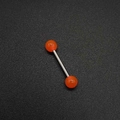 Gros plan d'un piercing barbell en acrylique orange avec barre en acier inoxydable - 1.6*16*5+5mm / Orange (JE1596L)