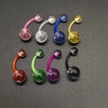 Detailed view of multi-color acrylic belly rings set with glitter interior - Multi-Color Sequin Ball Belly Rings Group (JE1597M-8PCS)
