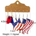 Detailed size view of Independence Day earrings set with American flag wood prints - Tassel Star Irregular Earrings Set (JE1602L)