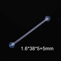 Λεπτομερής όψη του διαφανούς ακρυλικού industrial barbell 1,6x38x5mm για piercing - Διαφανές
