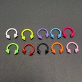 Colorful stainless steel horseshoe nose rings with spike ends in ten vibrant colors - Spike Solid Style (JE0407) / 10 Pieces Pack / Colorful