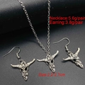 Antikes Silber Ochsenschädel Schmuckset mit gravierten Details und Türkisstein - Ethno-Bullenkopf-Stil - Ohrringe (U)