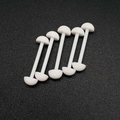 Lot de 5 piercings de langue blancs en bioflex souple avec boules en acrylique - 1.6x16x6+6mm / Blanc Solide (JE1589E-1pc)