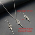 Detail view of gothic skull jewelry set with 45+5cm chain and 3.9cm pendant size - Necklace / Antique Silver Plague Doctor Mask