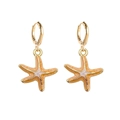 Créoles dorées avec pendentifs étoile de mer orange et blanc, série océanique - Étoile De Mer Émail Orange (JE1541T)
