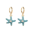 Boucles d'oreilles créoles dorées avec pendentifs étoile de mer rose et bleu - Étoile De Mer Dégradé Bleu Rose (JE1541U)