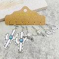 Set di orecchini bohémien in argento con cactus turchese e motivi a teschio di toro - 3 Paia Per Set / Stili Cactus e Testa di Cavallo (JE1311F)