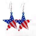 Pentagram acrylic dangle earrings featuring American flag glitter design for Independence Day - US Flag Glitter Pentagram (JE1354C)