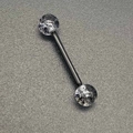 Piercing de langue en acrylique dalmatien avec barre noire et boules à motifs - Style Transparent à Taches Noires (JE1588B)
