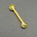Piercing langue en acrylique jaune scintillant avec boules pailletées et tige souple - Style Jaune à Paillettes Dorées (JE1588C)