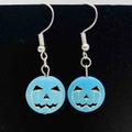 Boucles d'oreilles citrouille turquoise bleu ciel style bohème pour Halloween - Style Citrouille Sourire (JE1626I)