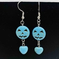 Détail de boucles d'oreilles d'Halloween avec perles citrouille et cœur bleu turquoise - Style Citrouille Cœur (JE1626H)