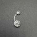 UV acrylic belly button ring with silver glitter flakes inside clear balls - Transparent Silver Sequin Belly Ring (JE1597A)